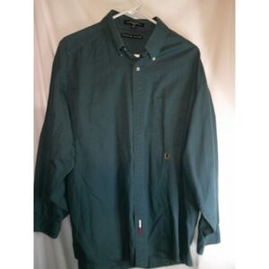 Vintage Tommy Hilfiger Button Down Shirt Long Sleeve Dress‎ Shirt Green 17 1/2